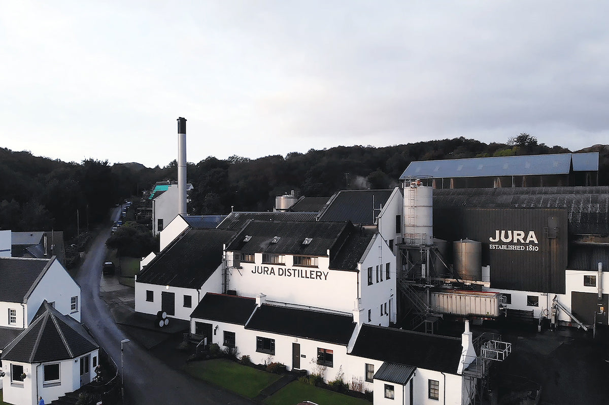 View of Jura distillery on road 